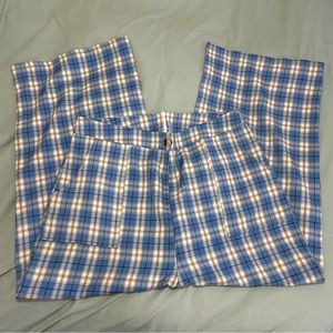 High Waisted Blue & Yellow Plaid Trouser Pant